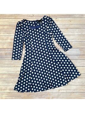 Lapis Polka Dot Navy Dress Sz M
